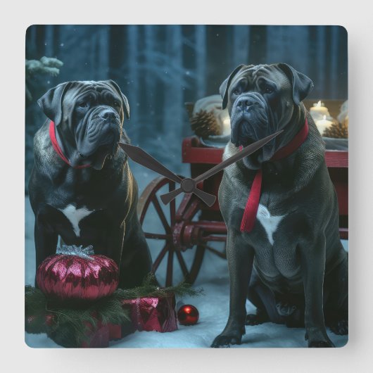 ケインコルソスノーイークリスマスデコール スクエア壁時計 (正面)