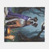 ケインコルソドッグお洒落ハロウィン絵を描ズ フリースブランケット (正面(横))