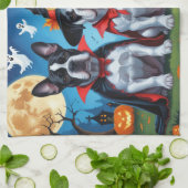 ケインコルソドッグスパンプキンハロウィンおもしろい キッチンタオル (折り畳み)