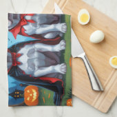 ケインコルソドッグスパンプキンハロウィンおもしろい キッチンタオル (四つ折り)