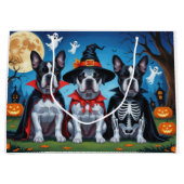 ケインコルソドッグスパンプキンハロウィンおもしろい ラージペーパーバッグ (正面)