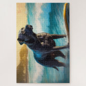 ケインコルソビーチ絵を描サーフィン ジグソーパズル (縦)