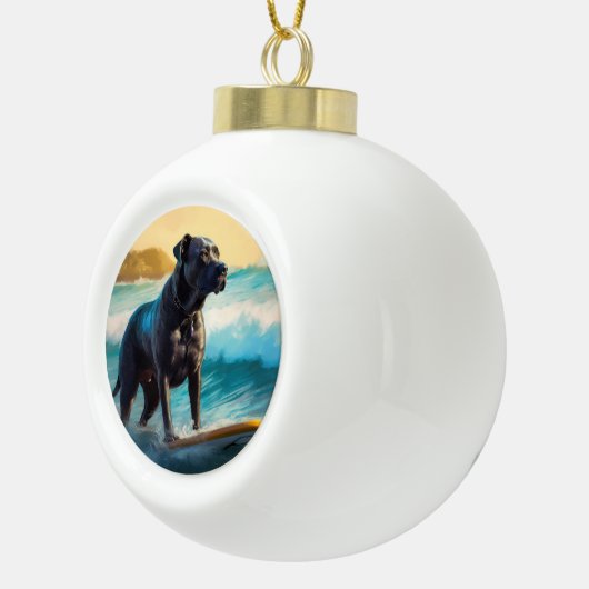 ケインコルソビーチ絵を描サーフィン セラミックボールオーナメント (右)