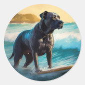 ケインコルソビーチ絵を描サーフィン ラウンドシール (正面)