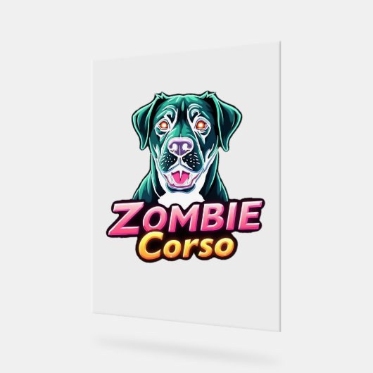 ケインコーソイタリアンマスティフゾンビドッグハロウィーンEs アクリルサイン (傾斜)