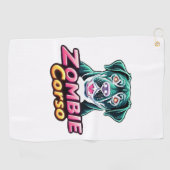 ケインコーソイタリアンマスティフゾンビドッグハロウィーンEs ゴルフタオル (横)