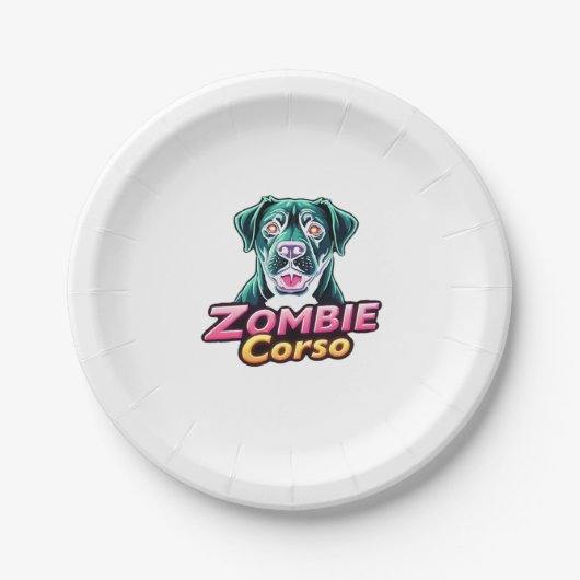 ケインコーソイタリアンマスティフゾンビドッグハロウィーンEs ペーパープレート (正面)