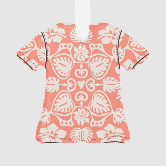 ケオーニハワイアンモンステラリーフダマスクアロハシャツ オーナメント (裏面)