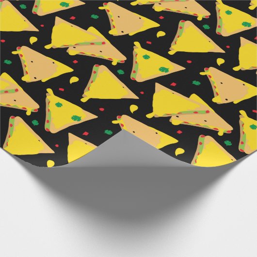 ケサディラスメキシカンパターン（の模様が）ある食品 ラッピングペーパー (角)