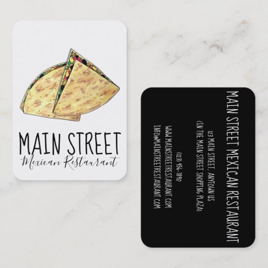 ケサディラメキシコ料理レストラン前菜 名刺 (正面/裏面)