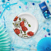 ケシおよびデイジー: 花の芸術、花 ペーパープレート (パーティー)