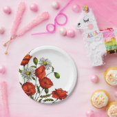 ケシおよびデイジー: 花の芸術、花 ペーパープレート (パーティー)