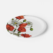 ケシおよびデイジー: 花の芸術、花 ペーパープレート (アングル)