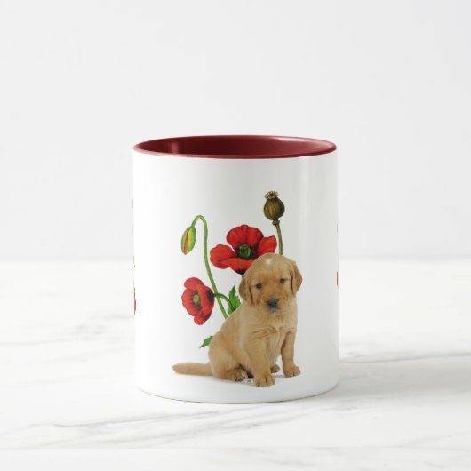 ケシおよび子犬 マグカップ (中央)