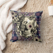 ケシおよび蝶から成っているスカル クッション (ブランケット)