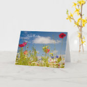 ケシおよび野生の花のバースデー・カード カード (黄色い花)