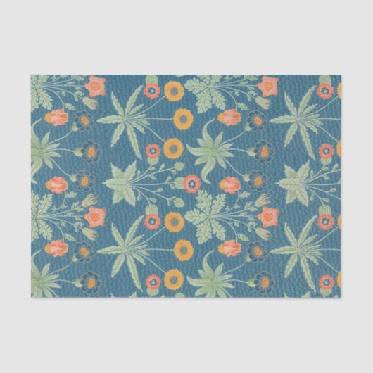 ケシが付いているつる植物パターン、ティッシュペーパー 薄葉紙 (正面)