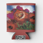 ケシで飾られた缶クーラー赤 缶クーラー (正面)