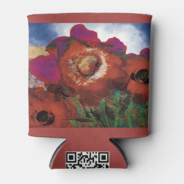 ケシで飾られた缶クーラー赤 缶クーラー