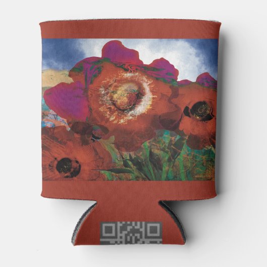 ケシで飾られた缶クーラー 缶クーラー (正面)