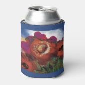 ケシで飾られた缶冷却青 缶クーラー (缶正面)