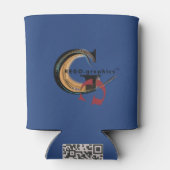 ケシで飾られた缶冷却青 缶クーラー (裏面)