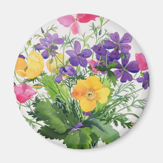 ケシとゲラニウム マグネット (正面)