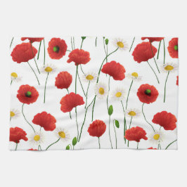 ケシとデイジー キッチンタオル