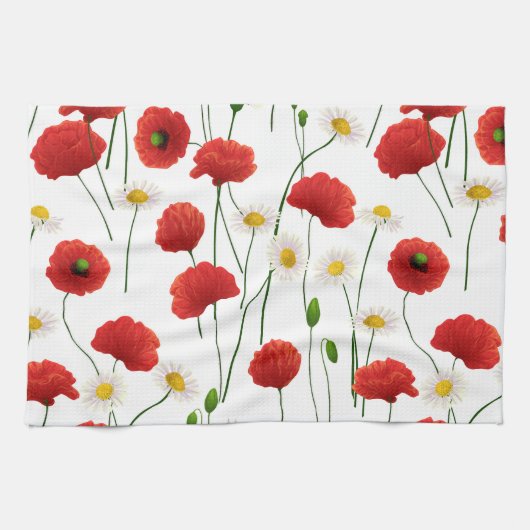 ケシとデイジー キッチンタオル (横)