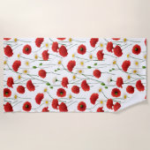 ケシとデイジー ビーチタオル (正面)