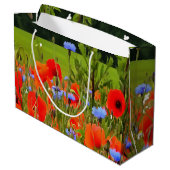 ケシとトウモロコシの花のリアルな風景アート ラージペーパーバッグ (裏面アングル)