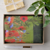 ケシとトウモロコシの花のリアルな風景アート 薄葉紙 (ギフト)