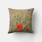 ケシとトウモロコシの花を持つ小麦畑 クッション (裏面)