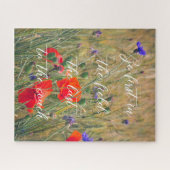 ケシとトウモロコシの花を持つ小麦畑 ジグソーパズル (横)