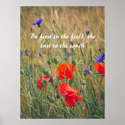 ケシとトウモロコシの花を持つ小麦畑 ポスター (正面)