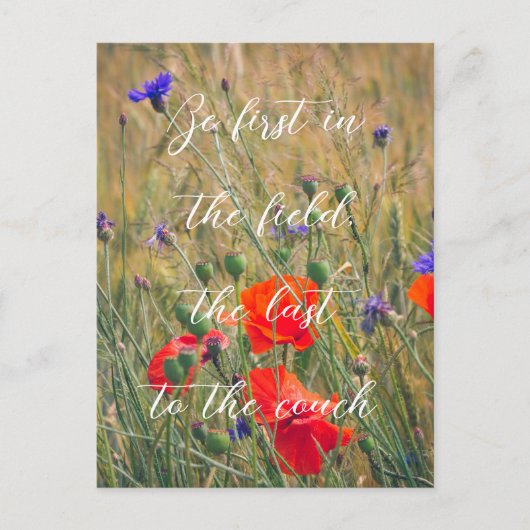 ケシとトウモロコシの花を持つ小麦畑 ポストカード (正面)
