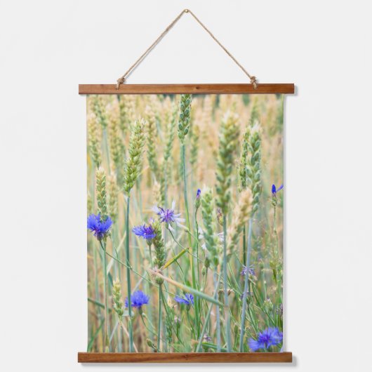ケシとトウモロコシの花を持つ小麦畑 吊り下げ型タペストリー (正面2)