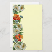 ケシとトウモロコシの花フローラアート文房具 便箋 (正面/裏面)