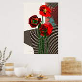 ケシとパターン ポスター (キッチン)