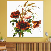 ケシと小麦の植物芸術 キャンバスプリント (インサイチュ (リビング))