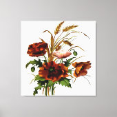 ケシと小麦の植物芸術 キャンバスプリント (正面)