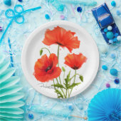 ケシと水彩の絵画跳ね ペーパープレート (パーティー)