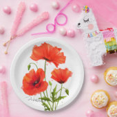 ケシと水彩の絵画跳ね ペーパープレート (パーティー)
