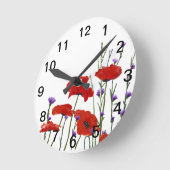 ケシと独身男性ボタン ラウンド壁時計 (傾斜)