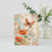 ケシと蝶とエッフェル塔 シーズンポストカード (スタンド正面)