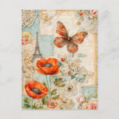 ケシと蝶とエッフェル塔 シーズンポストカード (正面)