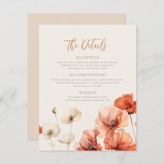 ケシと野の花詳細結婚 シーズンカード (正面/裏面)