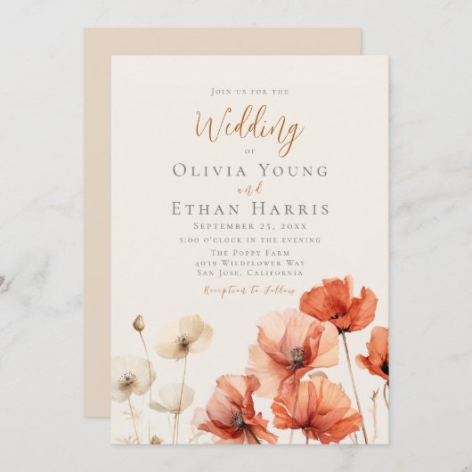 ケシと野結婚花 招待状 (正面/裏面)