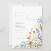ケシと野花ラベンダーモノグラム結婚ズ 招待状 (正面)