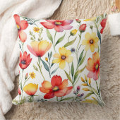 ケシと野草 クッション (ブランケット)